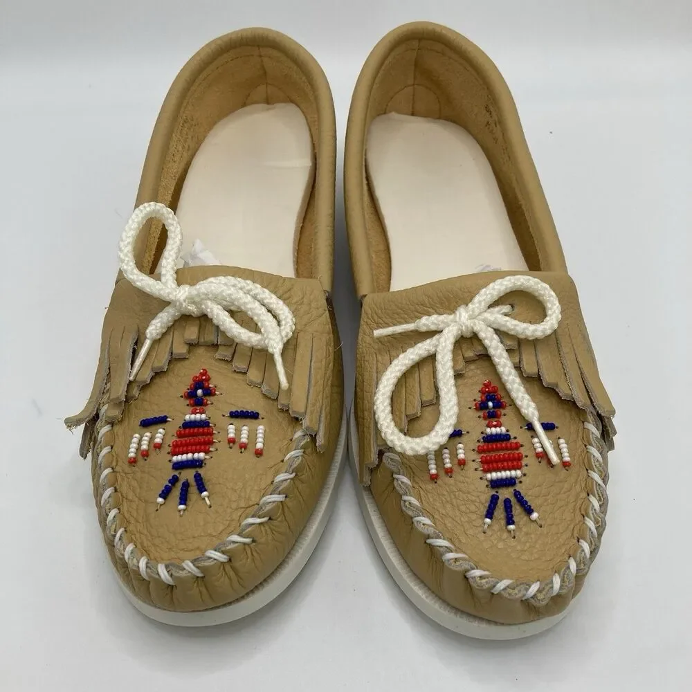 Made In USA Thunderbird Boat Moccasins Ladies Women’s Size 8.5 Leather 24 6275